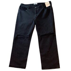 NWT Abercrombie & Fitch Womens The 90s Straight Black High Rise Jeans Size 37/24